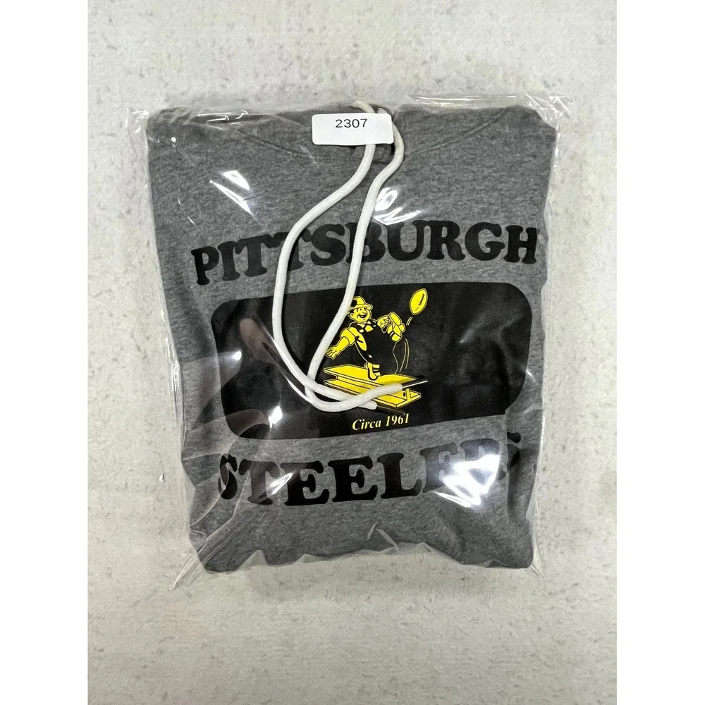Pittsburgh Steelers Hoodie Mens Medium Heather Gray Nike NFL Fleece Sweatshirt